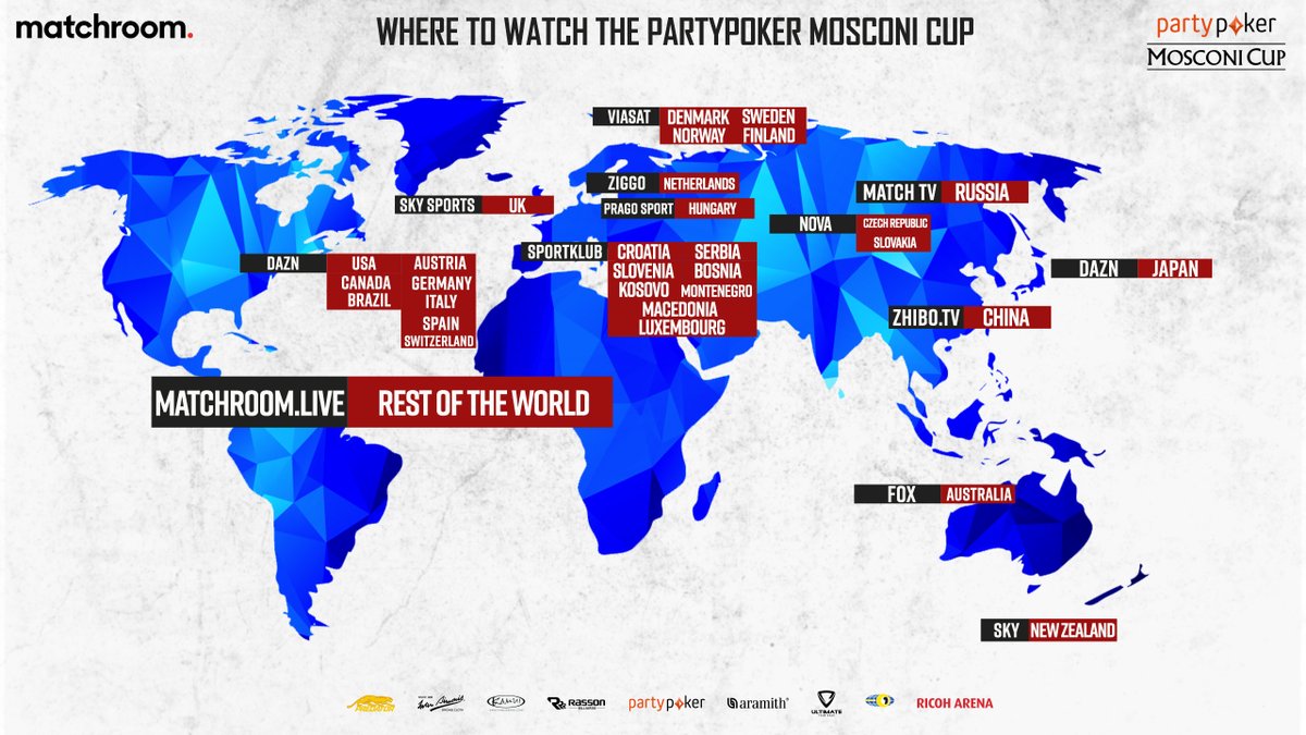 📺🌍 Here's where you can watch the @partypoker #MosconiCup, wherever you are in the world! 🇺🇸🇩🇪🇦🇹🇨🇭🇨🇦🇧🇷🇮🇹🇪🇸🇯🇵@dazngroup 🇬🇧 @SkySports Mix 🌎 Matchroom.Live where there isn't a broadcaster listed!