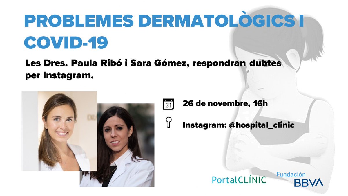 hospitalclinic's tweet photo. Sabies que tant el virus de la #COVID com l'ús de mascaretes poden afectar la teva pell? 🦠😷

Si tens dubtes sobre els problemes dermatològics relacionats amb la pandèmia, envia'ls a les Dres. @paularibo i Sara Gómez👉https://t.co/DHPVuKDp75

#PortalCLÍNIC @FundacionBBVA https://t.co/UNVKo4uMZD