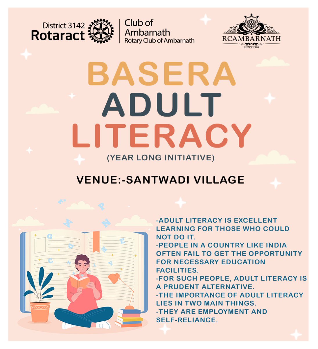 rcambarnath3142's tweet photo. 💡 BASERA ADULT LITERACY 💡
An year long initiative at
Santwadi Village
Literacy is power and transforms lives 🙌🏻
To spread this power,
#Basera
#AdultLiteracy
#RCAmbarnath53
#Miraclechasers
#zone4
#ekatra3142
#gamechangers https://t.co/E3q3SUtZIJ