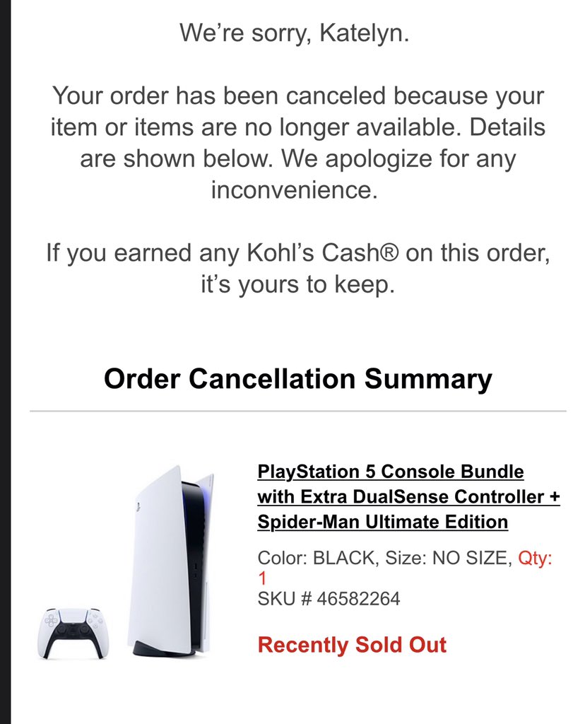 Kateeehufff's tweet photo. @Kohls well that just ruined our Christmas... who is going to break it to the kid after we celebrated that we finally secured one. Horrible customer service. We purchased within seconds of going live. https://t.co/dj4QC2ichH
