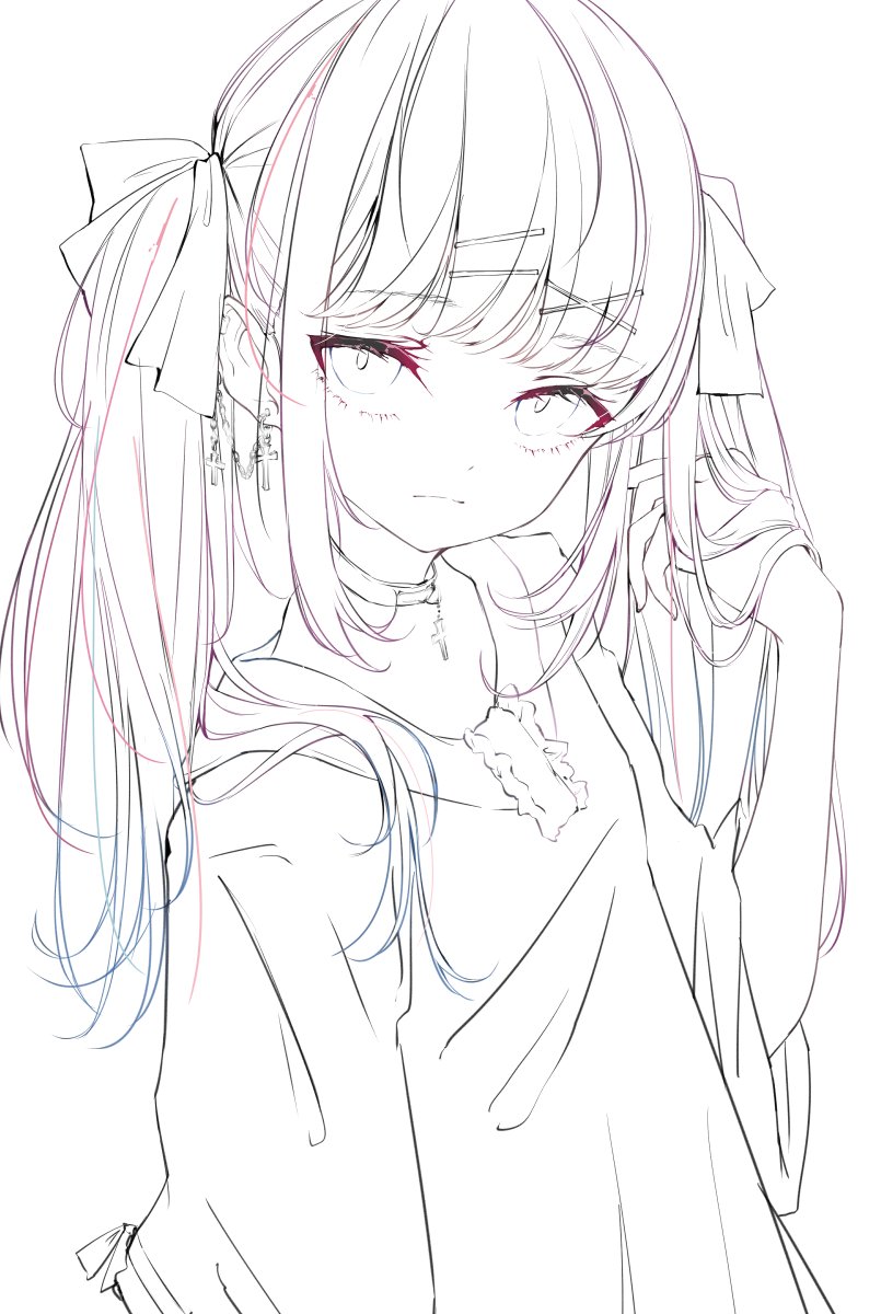 にんにくましまし 線画で髪描き込むのが好き 皆さん線画と塗った後を見せてください にんにくましまし 線画で髪描き込むのが好き 皆さん線画と塗った後を見せてください