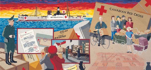 JerseyHeritage's tweet photo. Imagine your joy and relief at receiving a Red Cross ration parcel when you are close to starvation…this precious cargo was brought to the Island by the SS Vega and International Red Cross between Dec 1944 and June 1945. #occupationtapestry #communityspirit #Lib75 @ICRC https://t.co/HQeEq1K2Yp