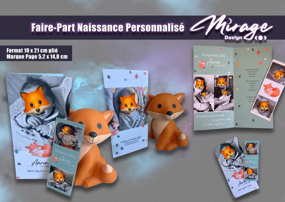Mirage_D3sign's tweet photo. • FAIRE-PART DE NAISSANCE •

Mon travail : https://t.co/EXYg2ThnuS
Mail : miragedesign.graphiste@gmail.com

#FairePart #FairePartNaissance #Renard #Bebe #BabyTheme #Personnalise #Unique #Fox #Naissance #NaissanceBebe #Naissance2020  #Bébé2020 https://t.co/fpWvJl2JwF