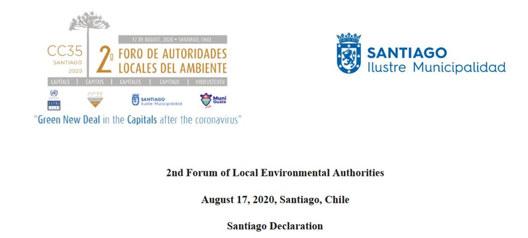 ICLEI_advocacy's tweet photo. THX #Santiago Mayor @AlessandriFelip @CC35city @ICLEI_SAMS as the voice of cities and regions at #UNFCCC #CD2020 Opening - Santiago Declaration https://t.co/BhU6pYRZiY is an excellent example of regional implementation of #LGMA #COP26 Roadmap "Towards Multilevel Action COP" https://t.co/GJaJVfX02Z