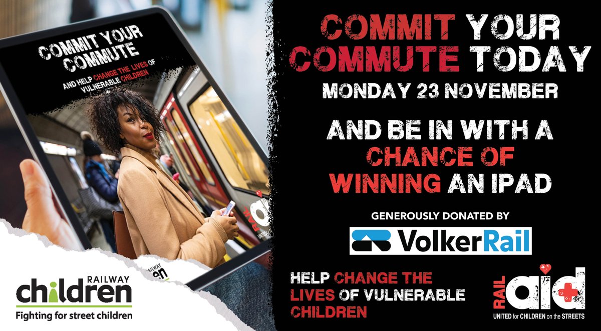 RailAid2023's tweet photo. It's Commit Your Commute Day!
Working from home? Donate the amount that you would usually spend on commuting for one day and you could win an iPad thanks to our friends at @VolkerRailUK! In your donation message, remember to write #CommitYourCommute 😁 https://t.co/HSNms7vSsZ https://t.co/KLsLflY6Q3