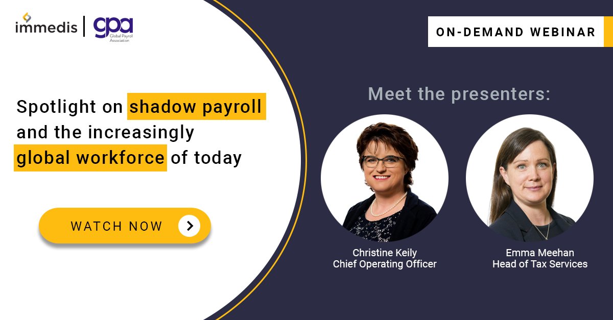 immedis's tweet photo. Did you miss our webinar on #ShadowPayroll? Not to worry! Catch up on-demand for an informative session on shadow payroll, how to effectively utilize this in supporting a global workforce, and the impact of COVID-19 on employee placement. Watch now: https://t.co/0chJ372AGF https://t.co/OIYucMAOI4