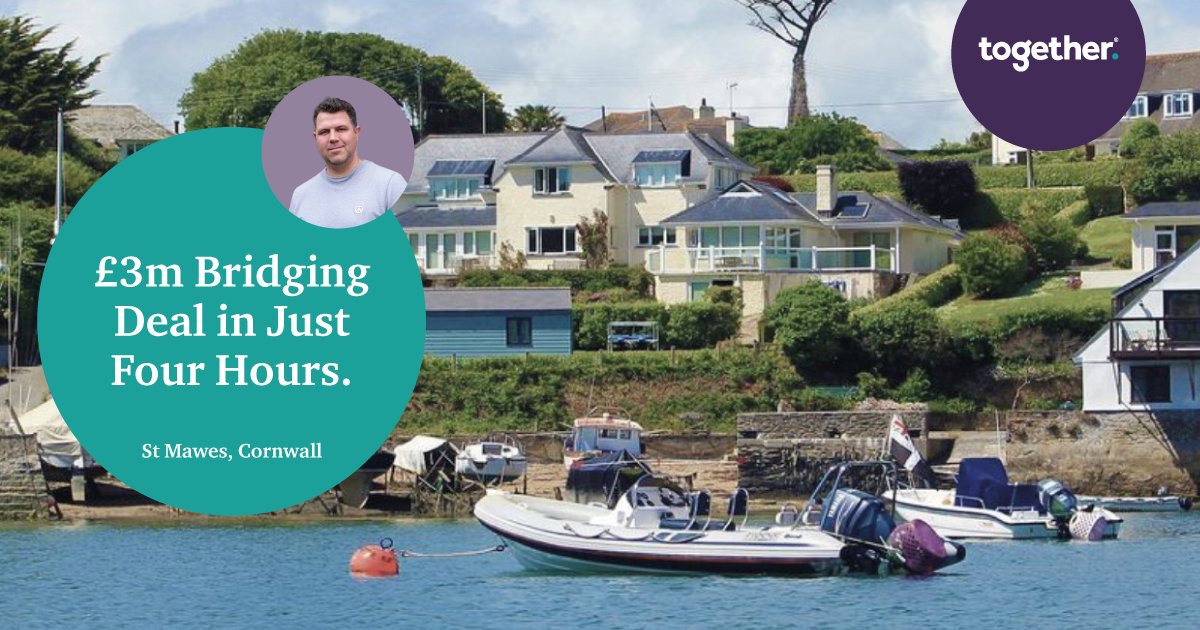 We stepped in to provide a £3 million bridging loan for Mr Rees in just four hours, enabling him to purchase a luxury Cornwall house to add to his buy-to-let portfolio. Find out how: togethermoney.com/news/plain-sai…
