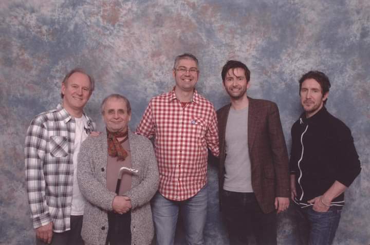 Today's  #DoctorWhoDay Camping It Up pic comes from early 2013, and features four Doctors! What a brilliant day that was! Great convention and a great photo too!