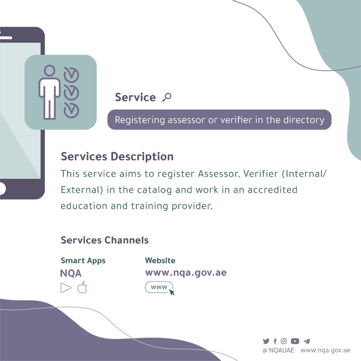 NQAUAE's tweet photo. Registering assessor or verifier in the directory. To know more about our services please visit our website: https://t.co/56I1dUUWkw or download our App “NQA” available on the Apple Store and Google play. #UAE #NQA https://t.co/7bXJZrBQAP