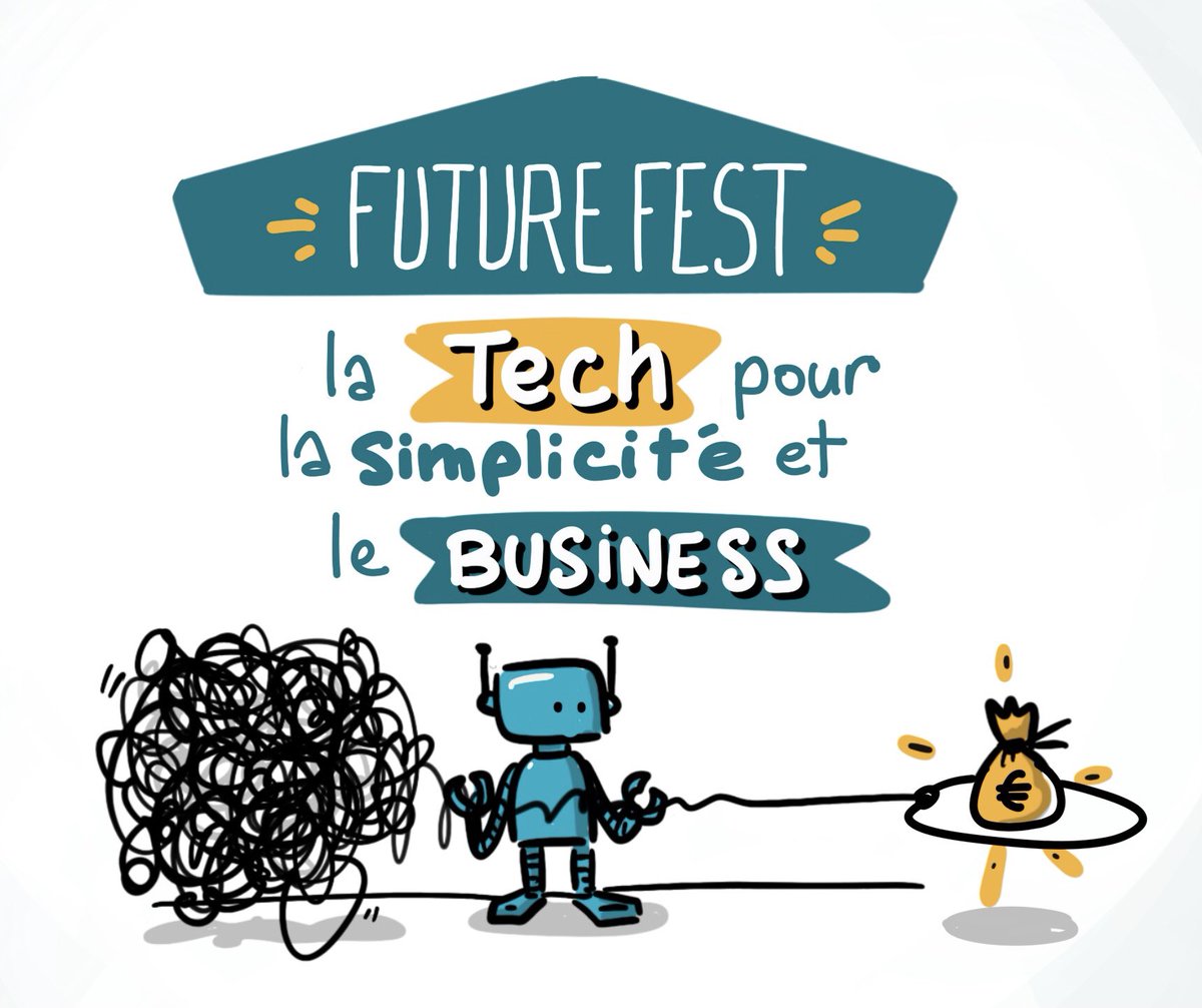 jcarreaud's tweet photo. #AXAFutureFest 🤖🎉 la Tech pour la simplicité et le Business @AXAFrance #SimplerFasterTogether en #Sketchnote https://t.co/i3ezEtBHf7