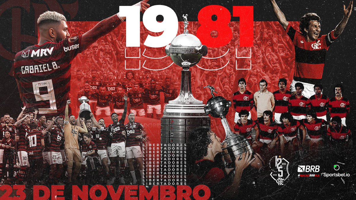 Flamengo's tweet photo. 23 de novembro é, definitivamente, o dia da #GlóriaEternaRubroNegra! 

Há 39 anos, com dois gols, o 👑 Zico decidiu, em Montevidéu, na vitória por 2 a 0 sobre o Cobreloa (CHI), e chegamos ao topo da América pela primeira vez. https://t.co/AmsVjnNJp0