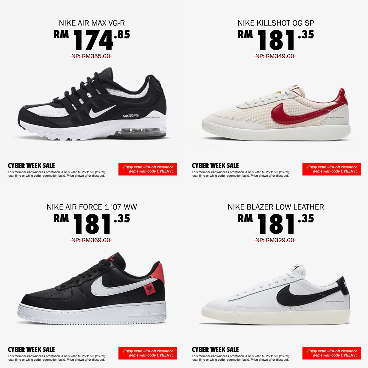 pmbrutiketmurah's tweet photo. GILA, NIKE SALE LAGI!

Kali ini ada banyak pilihan kasut seperti Nike Joyride, Pegasus 35, Nike AirMAx, Air Force 1, Nike Zoom Gravity, Nike Phantom, Legend dan macam-macam lagi! 

Lihat senarainya di sini: https://t.co/Yrc07x2HQo https://t.co/cEn8sxy5e6