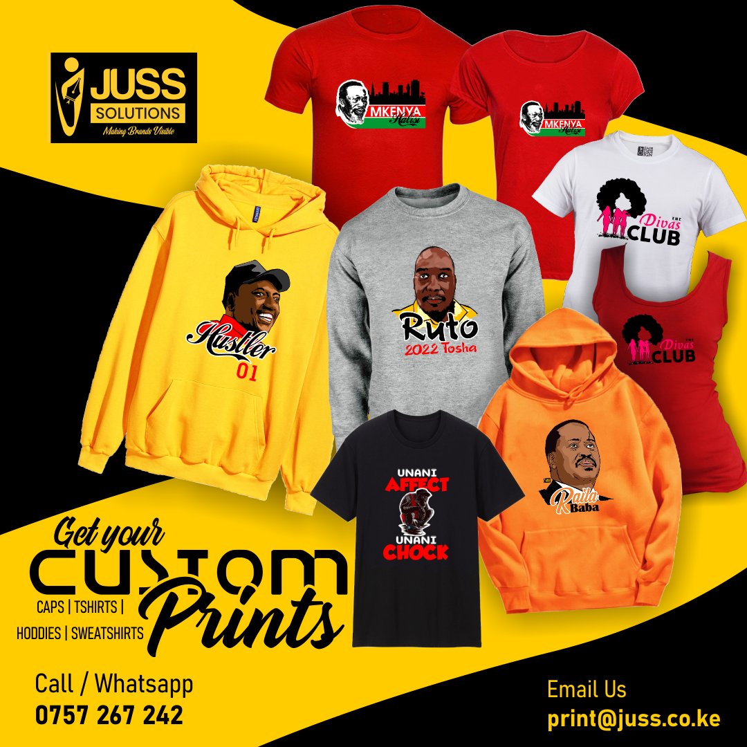JussSolutions's tweet photo. Get Your Custom Caps, Tshirts, Hoodies, Sweatshirts Printed and Designed with us Call us on 0757 267 242 #magicalkenya #Nairobi #Africa #Uganda #WeAreRemovingADictator #Tanzania #MainaAndKingangi #BBIReport #SUPKEM #Tierney #kameneAndJalas #kibaki #uhuruatwork #YouWillOvercome https://t.co/j9zhOxaLQI