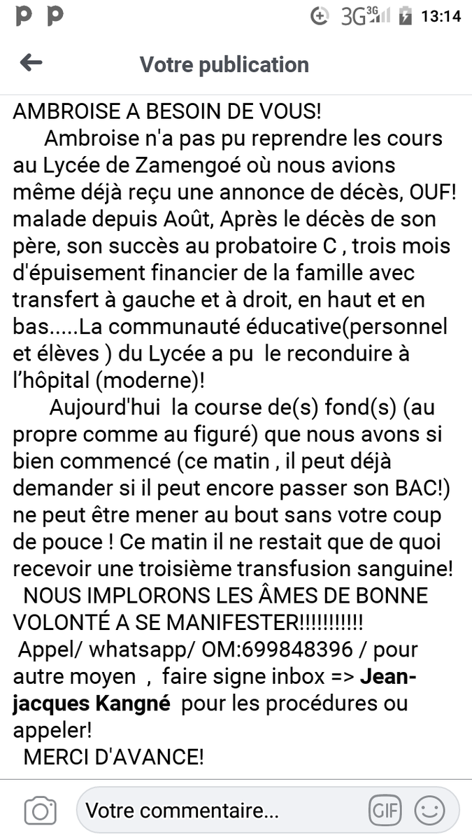egmsamuel's tweet photo. @DrManaouda  AMBROISE A BESOIN DE VOUS SVP c'est urgent!
      Ambroise n'a pas pu reprendre les cours au Lycée
  NOUS IMPLORONS LES ÂMES DE BONNE VOLONTÉ A SE MANIFESTER!!!
 Appel/ whatsapp/ OM:699848396 nous faire signe inbox pour les procédures ou appeler! 
  MERCI D'AVANCE! https://t.co/RQkMKM4RY4
