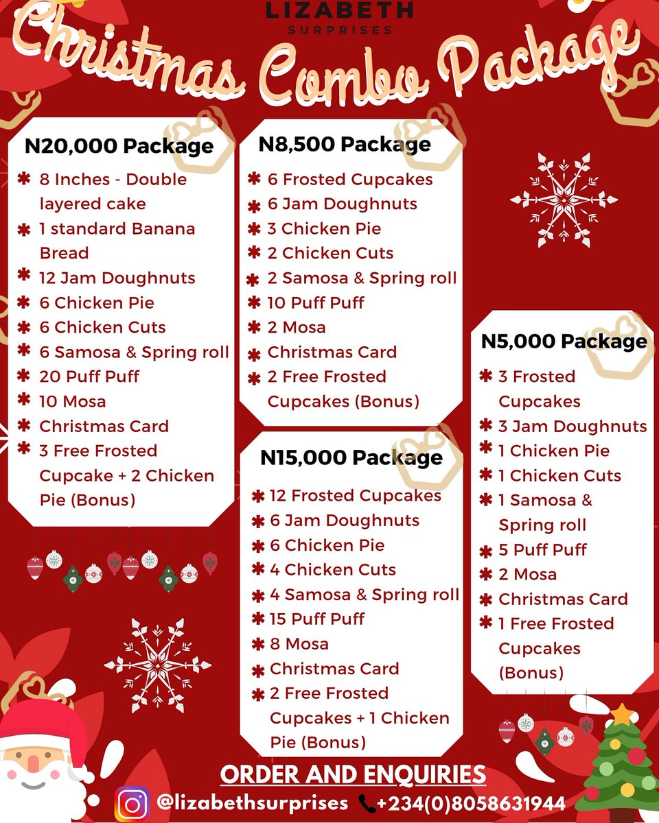 LizSurprises's tweet photo. Our sweet tooth Christmas combo

Slide In the DM and make orders to surprise your loved ones today https://t.co/gheGfmA6Jg