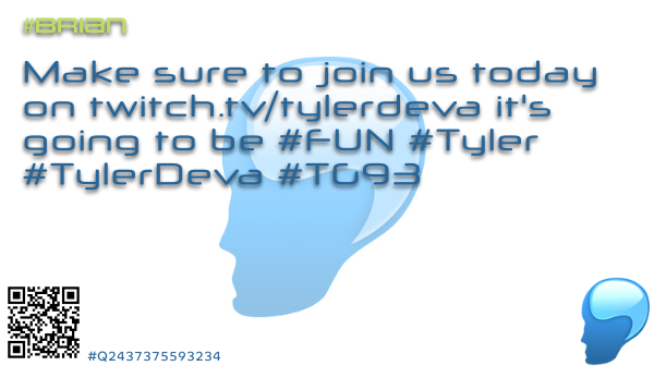 bleubrain's tweet photo. Make sure to join us today on https://t.co/l385QTay6k it's going to be #FUN #Tyler #TylerDeva #TG93 #Brian #BleuBrain #LetsCodeBrian #CodeBrian #Brian #TG93 #TheGame93 #Q2437375593234 https://t.co/SLhMG7X1Cw