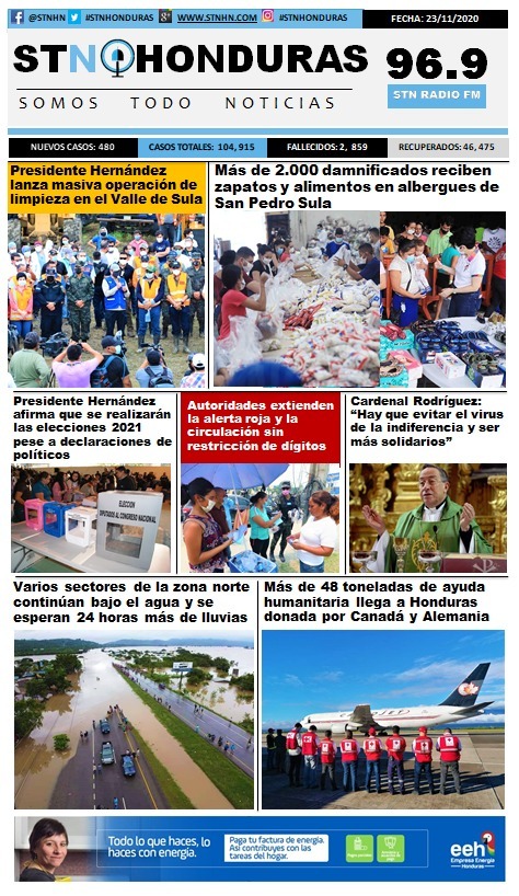 STNHonduras's tweet photo. Buen día estimados lectores de STN Honduras, les compartimos nuestra portada para este lunes 23 de noviembre del 2020. https://t.co/dXwdVm2ddh