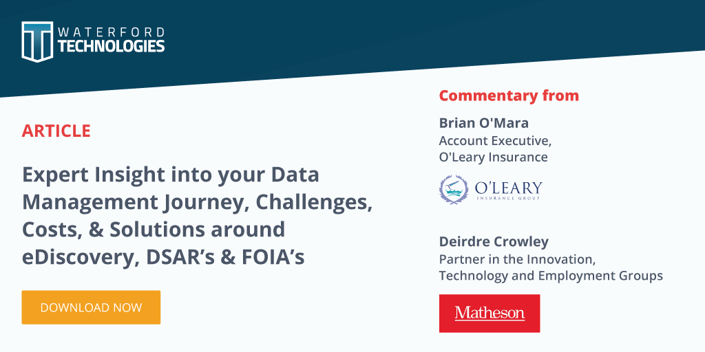 ComplyKEY's tweet photo. What is involved in fulfilling a request for data (#GDPR / #FOIA )? What are the true costs of handling such requests and #eDiscovery ? Get expert insight into your #datamanagment journey in our recent article featuring @OLearyInsurance &amp; @MathesonLaw https://t.co/tWlny5qOIl https://t.co/ZyMDAhTPkk