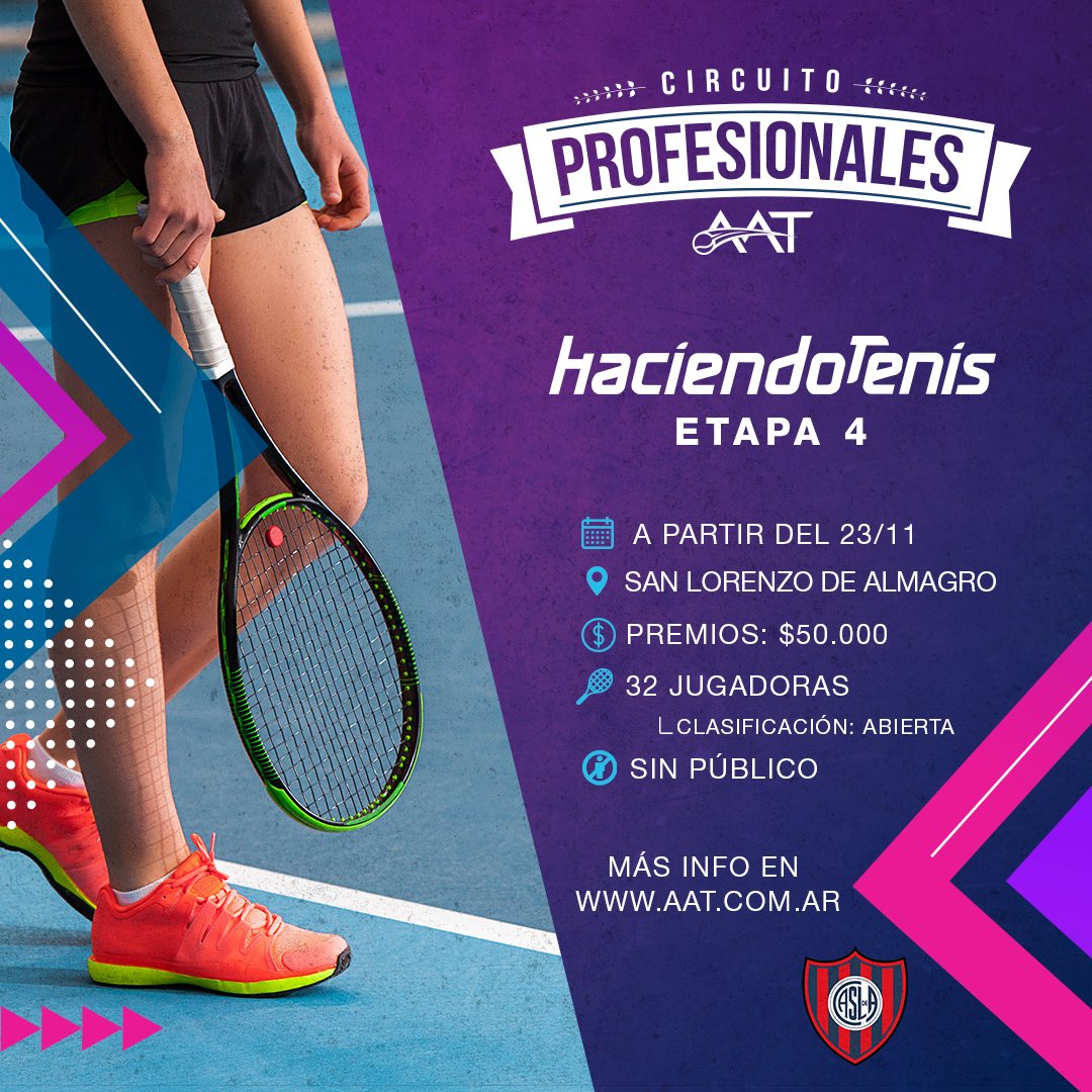 AATenis's tweet photo. 💥 Este lunes vuelven los torneos de Profesionales #AAT:
👩🏻 Haciendo Tenis etapa 4 - San Lorenzo
👨🏻 Pro Tour 5 - Club Sirio Libanés y Parque Sarmiento
😷 Las competencias se desarrollarán bajo el #ProtocoloAAT: https://t.co/x9ICG0QJMj
🧵 Un breve hilo con lo que tenés que saber https://t.co/n7q4V7AiKM