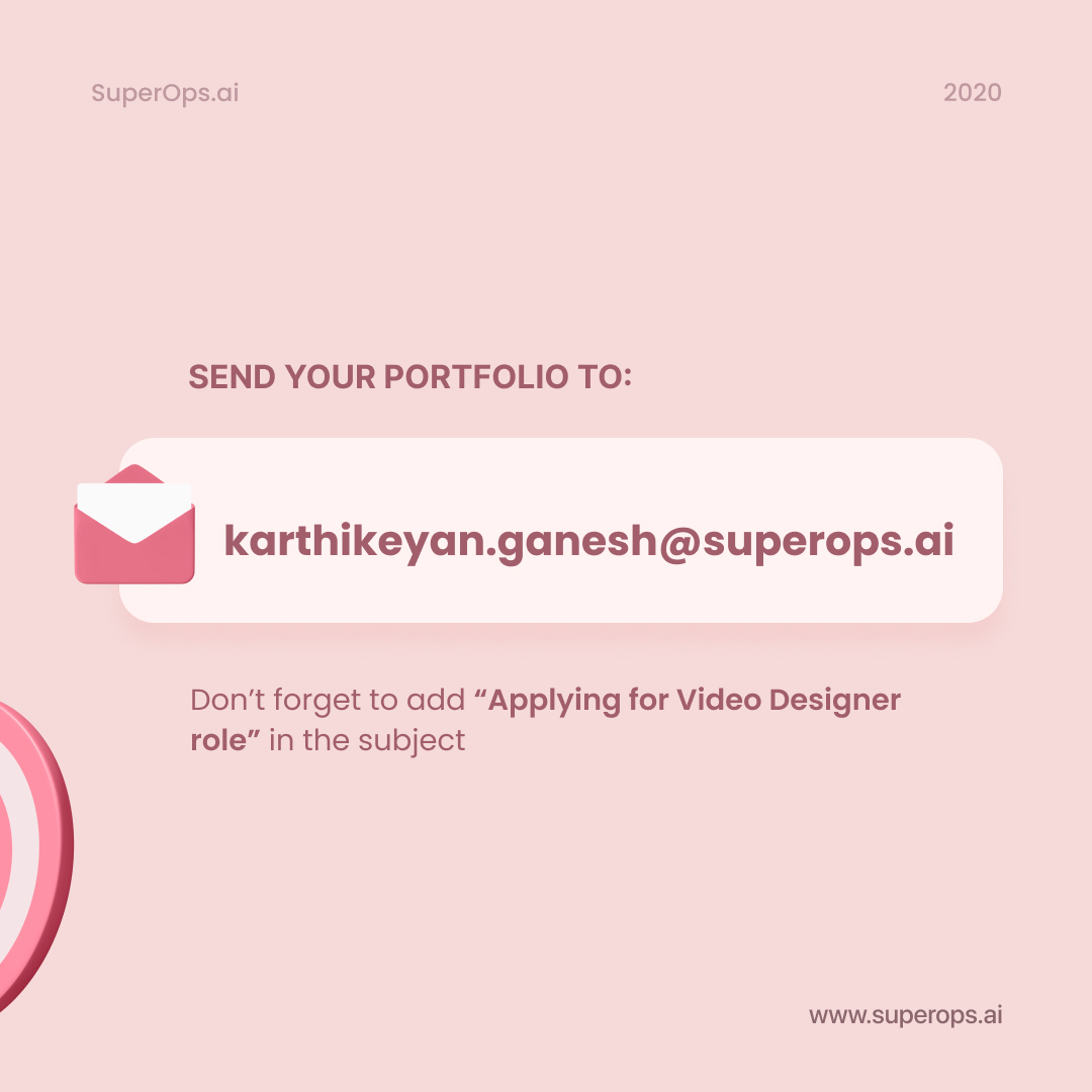 Superops_com's tweet image. Hiring alert! 

We&apos;re looking for a video designer to join our team to help us create animation and live video content. 

Send your resume to us with a link to your portfolio. Know someone who fits the bill, tag them. 

RT please?

#hiringalert #videodesigner