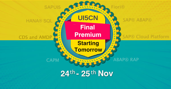 ui5cn's tweet photo. Black Friday Sale Starting Tomorrow - Get Unlimited Platform Access With Future Updates &amp; Learn ABAP® RAP, SAPUI5, SAP® Cloud Platform(SCP), SCP Workflow, SCP BRF, SAP® HANA®, CDS, Fiori®, SAP® WebIDE &amp; More With UI5CN Unlimited Premium. 
For More Details: https://t.co/xeVYlx6nNp https://t.co/YSYqIPfSVN