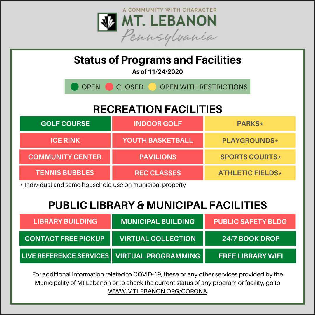 MtLebanonPA's tweet photo. Good morning! You need to know ... some cancellations and closures take effect tomorrow. More detail available at https://t.co/WvvMedS27p https://t.co/eDOSmSzZcj