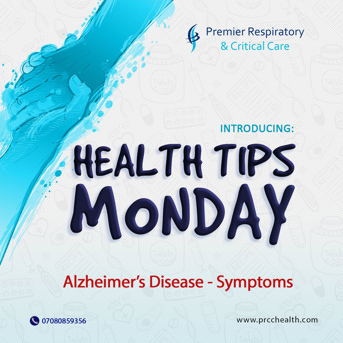 PrccHealth's tweet photo. 10 Early Signs and Symptoms of Alzheimer's

1. Memory loss that disrupts daily life.
2. Challenges in planning or solving problems.
3. Difficulty completing familiar tasks.
4. Confusion with time or place.
.
#Thread
.
#TREM #Recession2 #mondaythoughts #Mondayhealthtips https://t.co/ZLtjqAIsrk