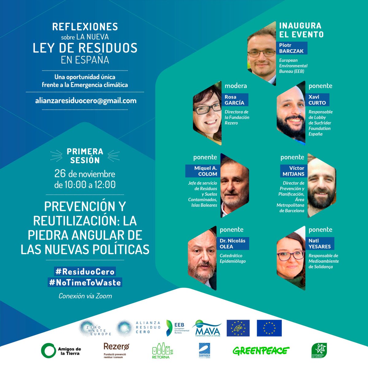 AmigosTierraEsp's tweet photo. El jueves 26/11📅 10:00 ⏰ en Alianza #ResiduoCero reunimos un gran panel de expert@s en un evento para reflexionar sobre cómo la nueva ley de #residuos puede y debe mejorar el ineficaz modelo de gestión actual https://t.co/JVZCcE81HO #EconomíaCircular ¿Te lo va a perder? :) https://t.co/DhJhExqBCu