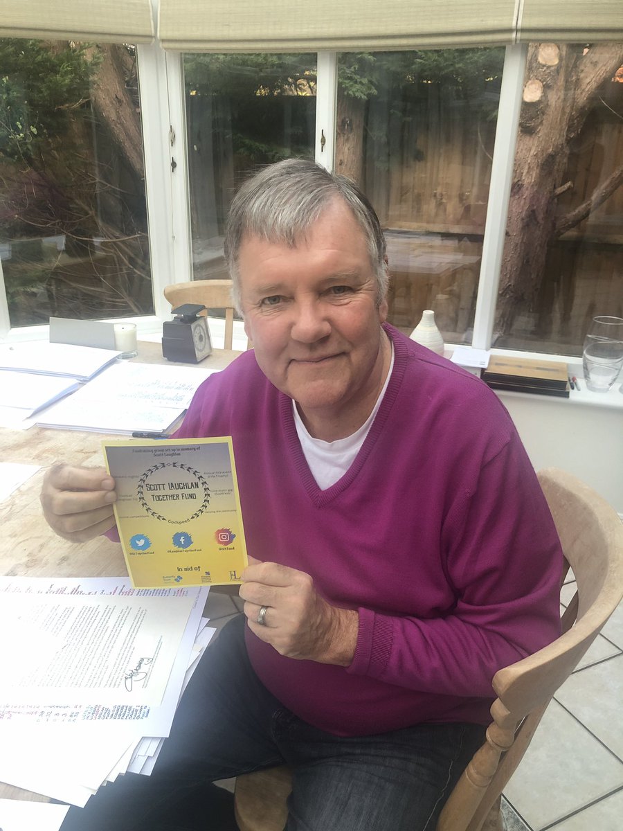 LTogetherFund's tweet photo. The legendary commentator @CliveTyldesley showing his support for the Scott Laughlan Together Fund. Signed items &amp; hidden team available later this week ! Lee ✌🏼💙 https://t.co/gROkI3twGe