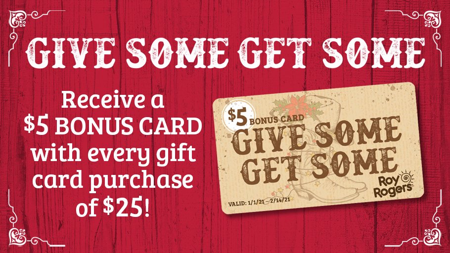 RoysRestaurants's tweet photo. Stuck on what to get for your loved ones this holiday season? Get them a Roy's Gift Card! Pick them up in-store or online. And snag a $5 BONUS CARD while you're at it with every $25 purchase. Exclusions apply. #GiveSome #GetSome https://t.co/BZ9lcnsbIq https://t.co/yBlQRKiVld