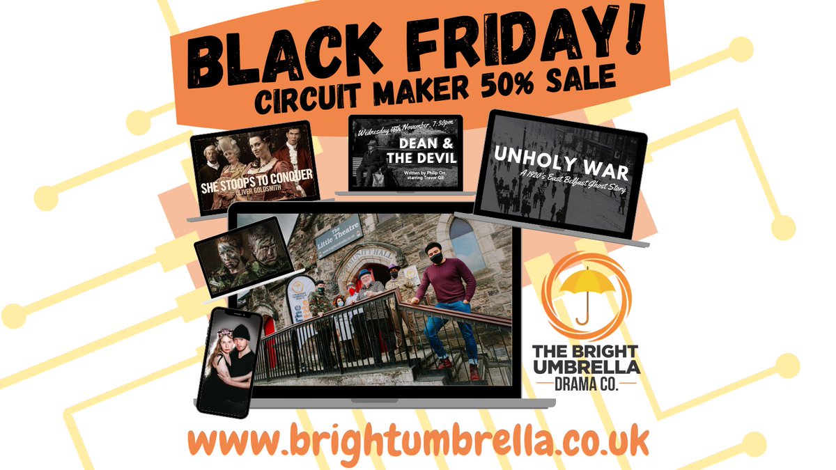 UmbrellaDrama's tweet photo. #BlackFridayDeals The #circuitmaker festival is now available at half price! Catch up on previous events and join us for the remaining two, this week. You'd be a fool to miss it! #budcodrama #artscouncilni #theatreni #theatreanddanceni #lockdown #virtualtheatre #belfast #artsni https://t.co/J7JPHWda9L