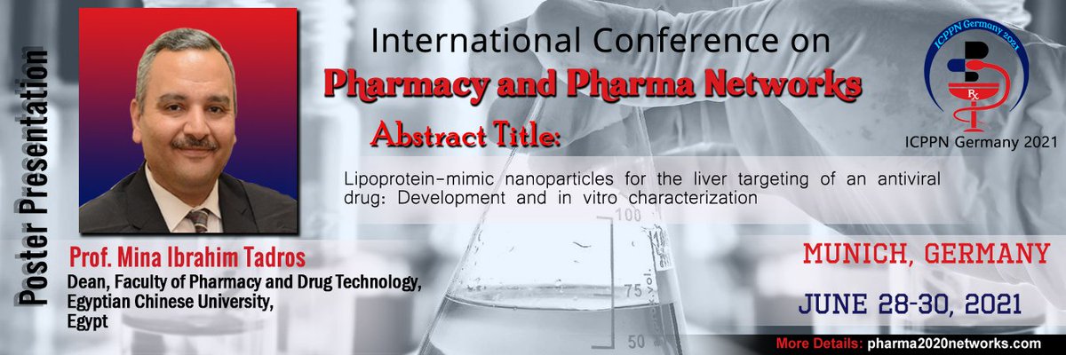 Heartily welcome to our Poster presenter Prof. Mina Ibrahim Tadros, Dean, Faculty of Pharmacy and Drug Technology, Egyptian Chinese University to our #ICPPNgermany2021
Submit abstract: pharma2020networks.com/abstract_submi…
#icppngermany2021 #munich #germany #pharmacy #pharmanetworks