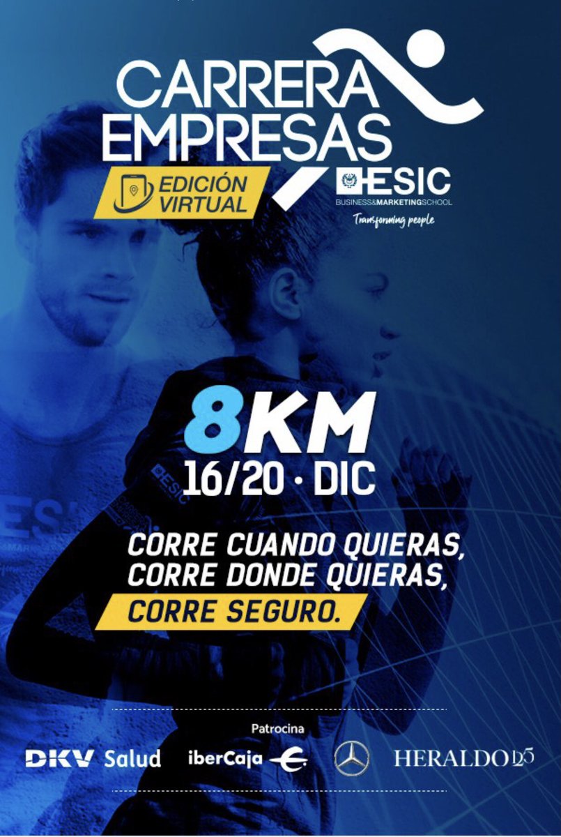 antoniosango's tweet photo. Este año todo se adapta.
La Carrera de Empresas ESIC, también.
Por eso, esta edición es virtual. 
Corre cuando quieras.
Corre donde quieras
Corre seguro! https://t.co/S1UWmXyNvj

#carreraempresasESIC 
@esiczaragoza @ESICEducation 
@ibercaja @heraldoes @DKVSeguros @MBenzEspana https://t.co/PSAvwvWzx7