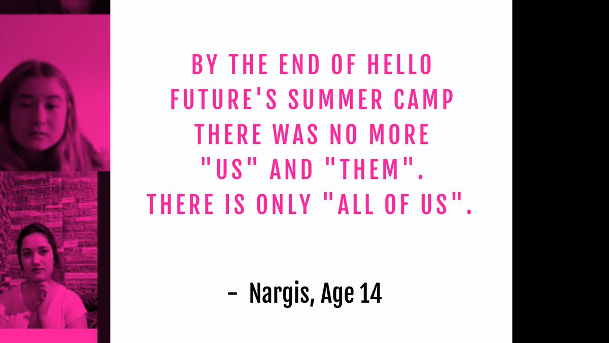 Nargis says it so eloquently. 

That's the goal of our summer camp program. To provide a place so youth can experience each other as equals, irrespective of background, income, gender, faith, and etc.

We believe these are the first steps to a more equitable world for all.