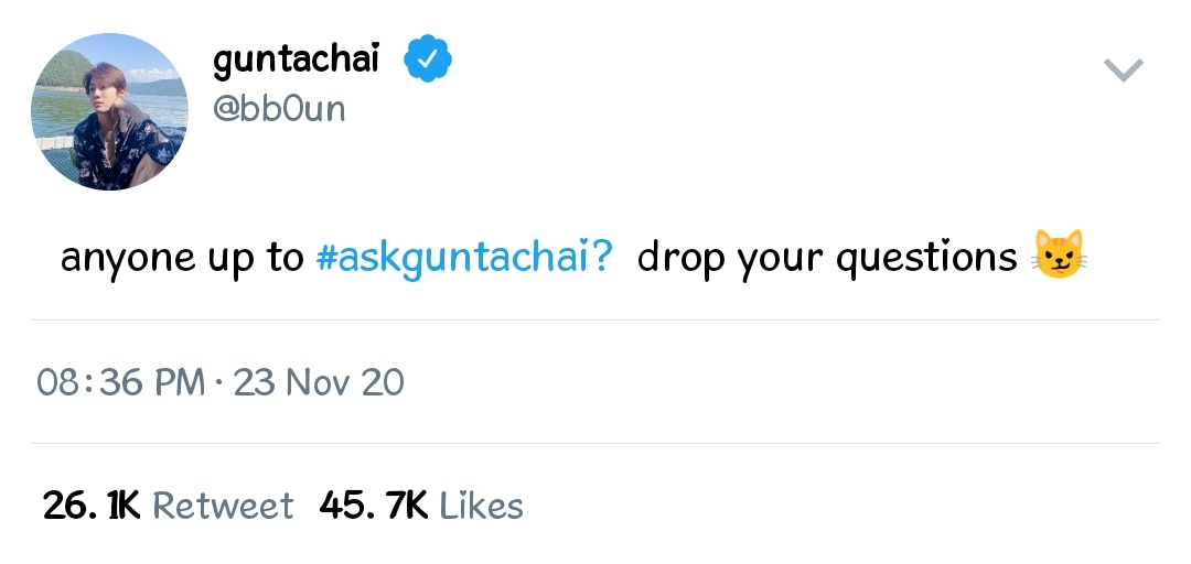 boun doing an #,askguntachai fantalk with his fans and got an unexpected question from his non celebrity ex-lover that no one knew except for his close friends.