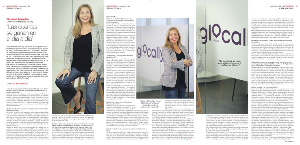 GlocallyAgency's tweet photo. Gracias ⁦@PdelaPublicidad⁩ @AnaMBlanch por la entrevista en el número de este mes a @gangiolillo 👍🏻 https://t.co/fac9Uk8Vhj