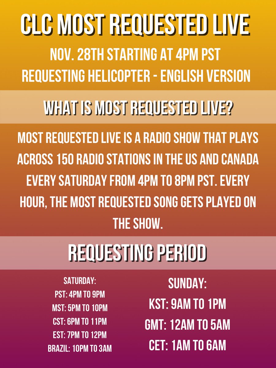 StreamsForCLC's tweet photo. How to request Helicopter - English Version on Most Requested Live: a thread

(On November 28th)
@CUBECLC #CLC  #씨엘씨  

this guide can also be found on https://t.co/qM4IZt1Agt https://t.co/R0foQiHR9B