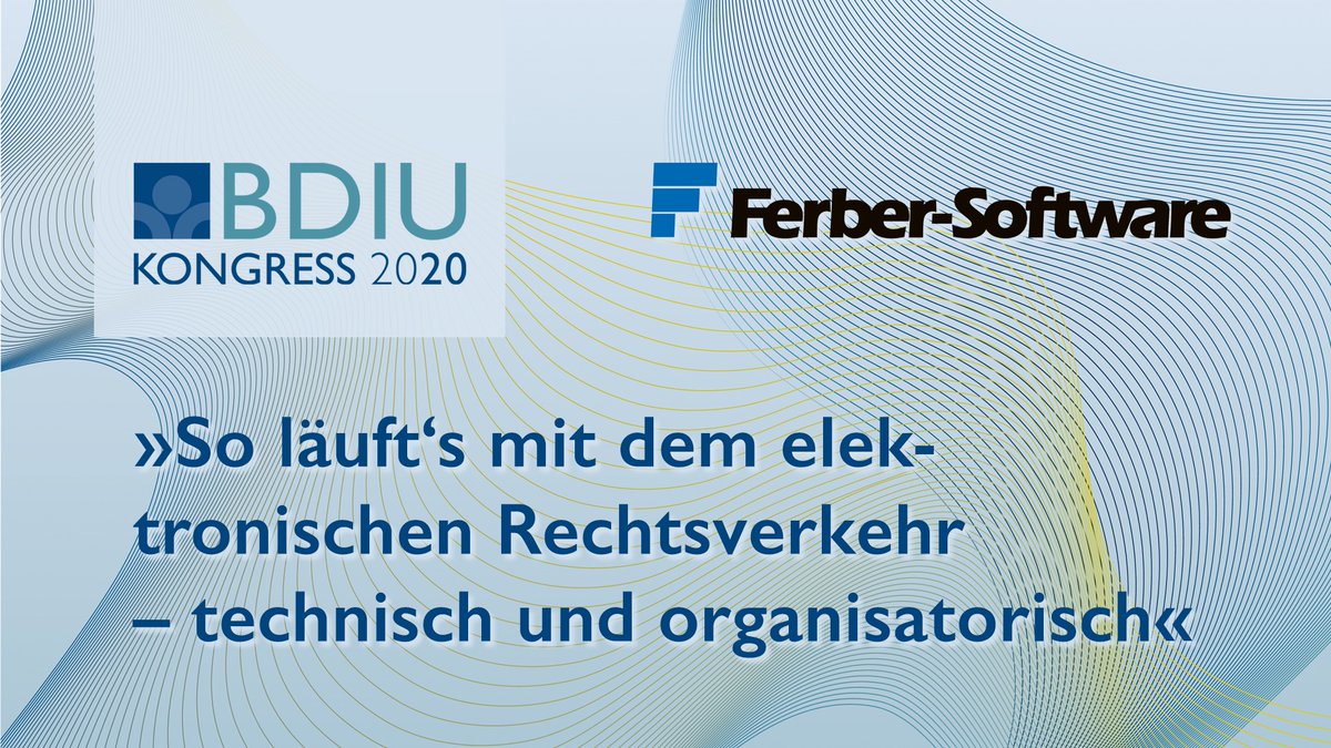BDIU_inkasso_de's tweet image. Forderungen gerichtlich durchsetzen - dafür ist der elektronische Rechtsverkehr bald das Kommunikationsmittel der Wahl. Bei #BDIU2020 informiert unser Partner #Ferber, wie Software dabei technisch und organisatorisch unterstützt. bdiu-kongress.de #Forderungsmanagement #ERV