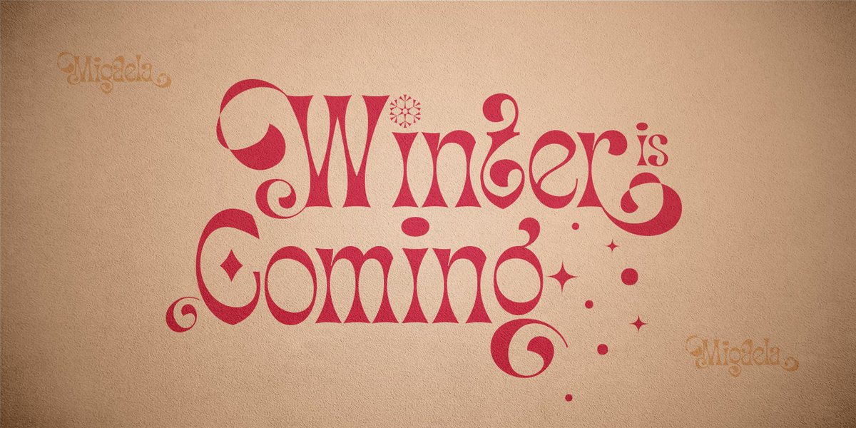 nurrontype's tweet photo. Release tomorrow @MyFonts Migaela has three different styles, regular, overlap and smooth, with unique ornament and ligature. https://t.co/simYQ5t68K