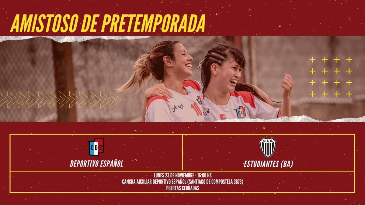 cdefutfem's tweet photo. #PrimeraDivision | ¡Partido confirmado!

📌 #DepEspañol recibe a #Estudiantes (BA) desde las 16 hs en la cancha auxiliar del predio de Deportivo Español.

¡#VamosGallegas 🇪🇸! https://t.co/WFyACr7ka6