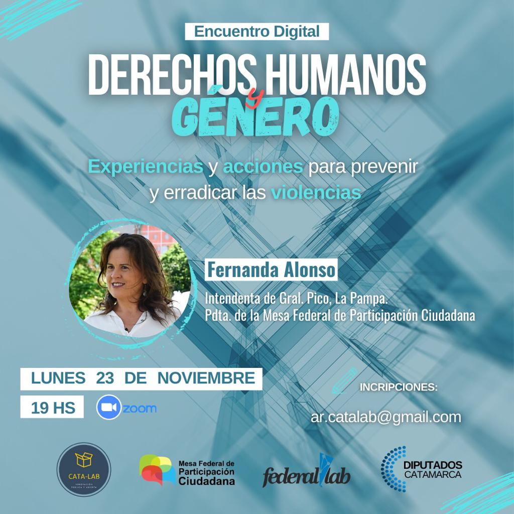NegroFigueroa13's tweet image. Hoy 19 hs Encuentro Digital “DDHH y Género" Experiencias desde las OSC y acciones desde las instituciones. Organizado x el @LabCata Observatorio DDHH Camara de Diputados Catamarca @FederalLab 
Estará @FernandaEAlonso
presidenta @MesaFederalPC y Patricia Maistegui @Subsemujeresnqn