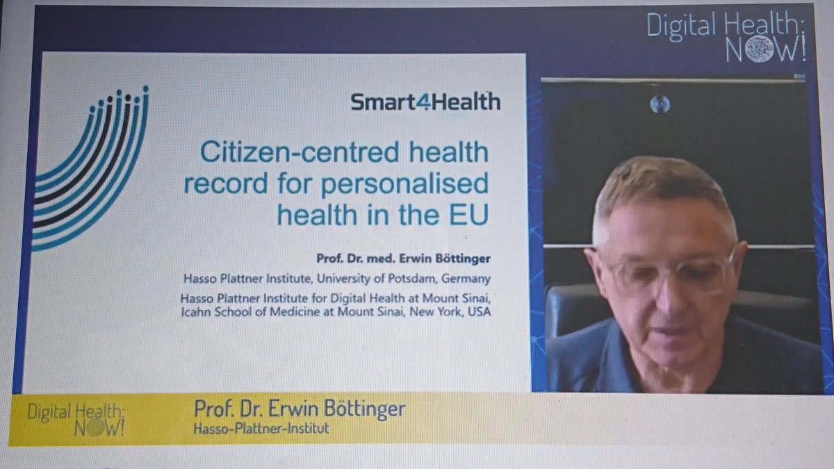 DianaMoelter's tweet photo. #DigitalHealthnow #ErwinBöttinger vom @HPI_DE stellt #Smart4Health vor. Sehr spannend. Eine europäische Lösung für den Umgang mit #Gesundheitsdaten https://t.co/3ZwhwOzoaI