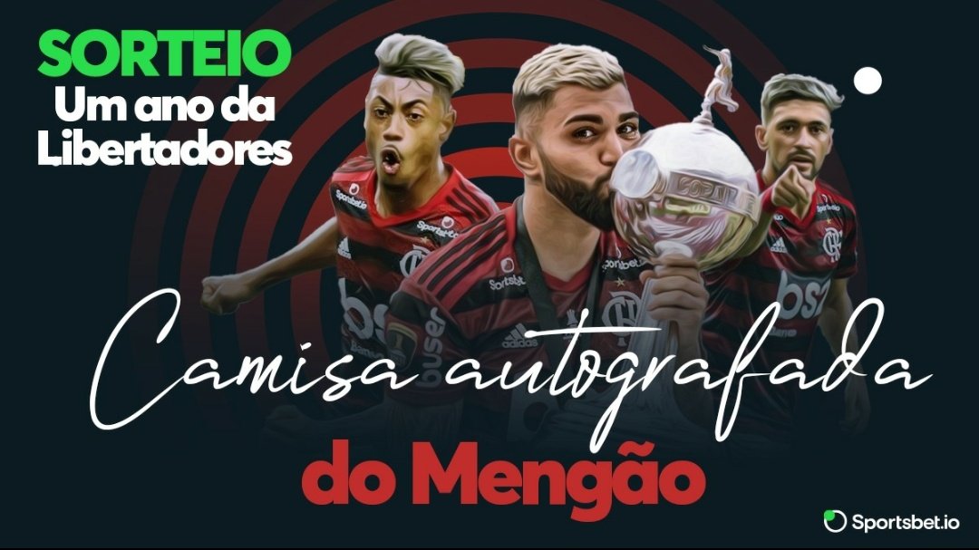 sportsbetiobr's tweet photo. Há um ano atrás o #Flamengo fez história e venceu a #Libertadores! 
Que tal ganhar uma camisa autografa com os craque do Mengão!? Pra participar do nosso #sorteio é só: 
➡️ Dar RT
➡️ Seguir @sportsbetiobr 

O resultado a gente divulga na quarta-feira https://t.co/Hd8lKw5Tte