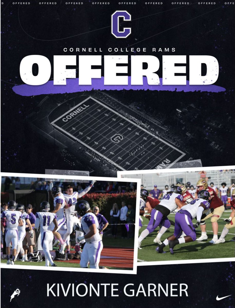 GarnerKivionte's tweet photo. I am proud to receive a offer from Cornell College #AGTG #LLM #LLRJ @CornellCollege @CoachBrown_RU @AHSPantherFB 🕊 https://t.co/XK19cCWP8Z