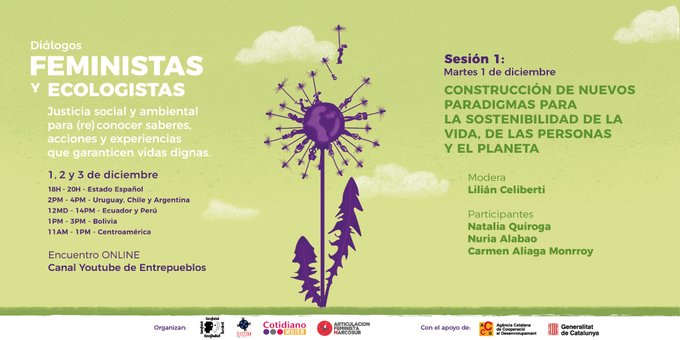 EntrepbsHarte's tweet photo. #1DES #DialegsFeministesiEcologistes
🟣CONSTRUCCIÓ DE NOUS PARADIGMES PARA LA SOSTENIBILITAT DE LA VIDA, DE LES PERSONES I EL PLANETA🟢
Natalia Quiroga
Nuria Alabao @nu_alabao
Carmen Aliaga Monrroy
Modera: Lilián Celiberti @cotidianomujer
▶️https://t.co/JhegjkWLGo https://t.co/J9YEp910us