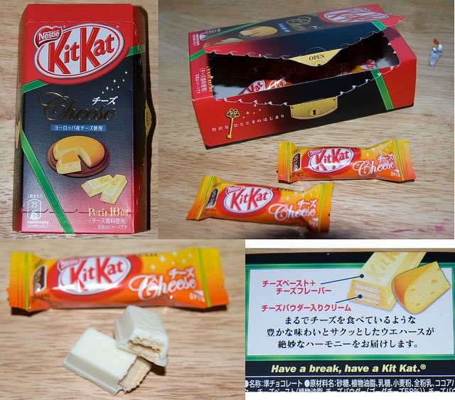 2. Kit Kat perisa keju EropahKit Kat dekat Jepun ada lebih 300 perisa macam contoh kicap, keju Eropah, wasabi, jagung panggang dan kentang.: Pinterest
