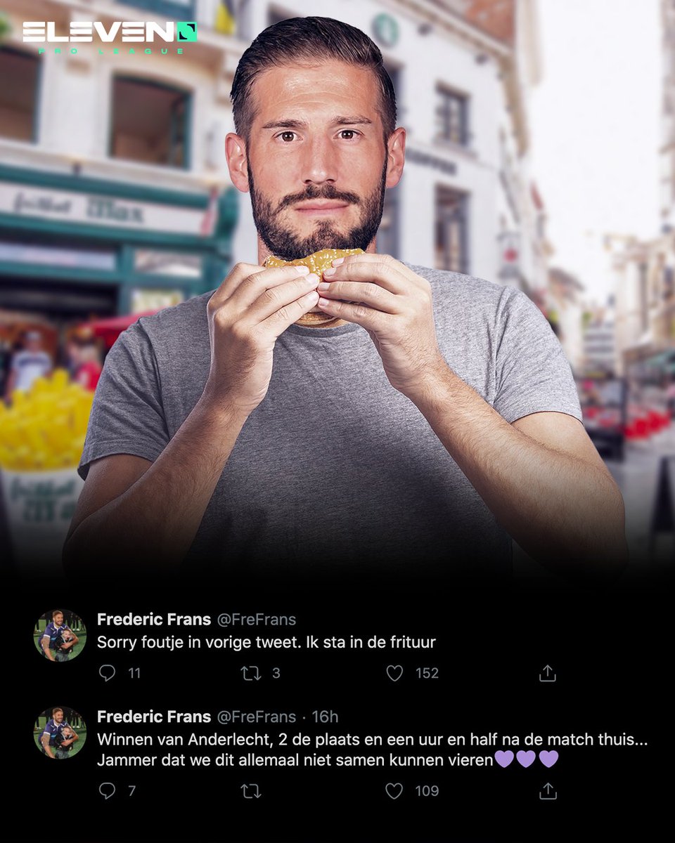 DAZN_BENL's tweet photo. 🍟 | @FreFrans tweette dit vlak na #BEEAND. 😂💜 https://t.co/Z4SdpaPCvu