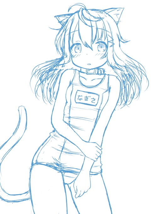 スク水寝そべりラフ 