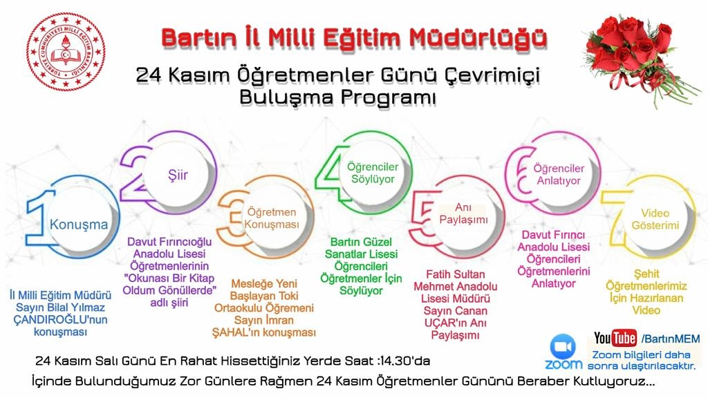 BartMem's tweet photo. İçinde bulunduğumuz zor günlere rağmen 24 Kasım Öğretmenler Gününü beraber kutluyoruz...

24 Kasım Salı günü en rahat hissettiğiniz yerde...

⏰ 14.30 da 

BartınMem YouTube kanalımızda..

@tcmeb 
@ziyaselcuk 
@bycandiroglu https://t.co/E2JYlEkCvH