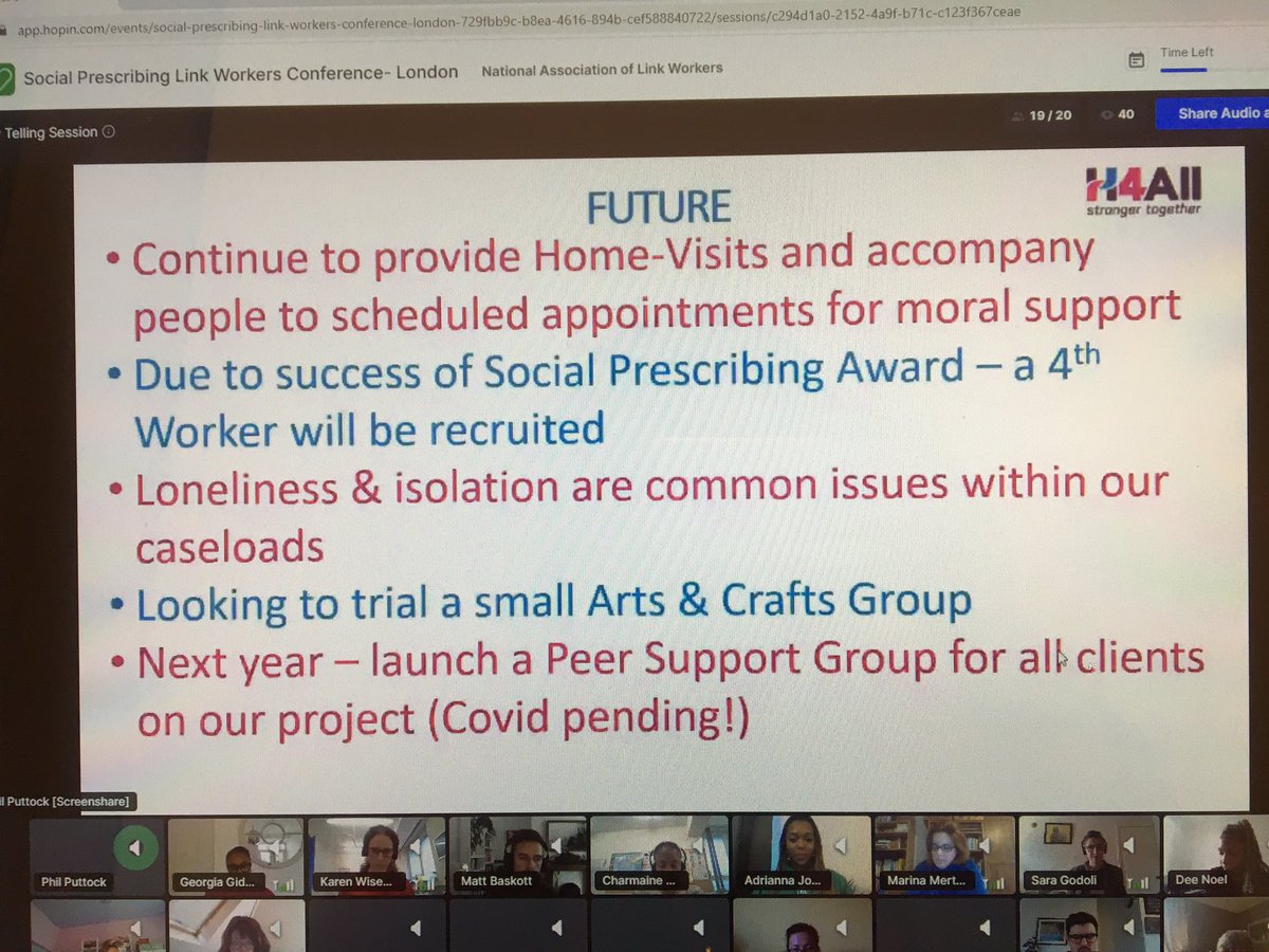 @BeckyMalby @nalwuk @drjohnpmcg @rcgp Now unto the story telling session. First up is @nalwuk #linkworkerday2020 #socialprescribing programme of the year winner 🏆 @H4All_Charity . Why it is important to win award- more 💰 you better apply next year #linkworkerday2021awards
